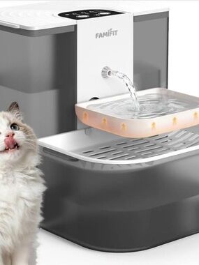 Gray & White Automatic Cat Water Fountain